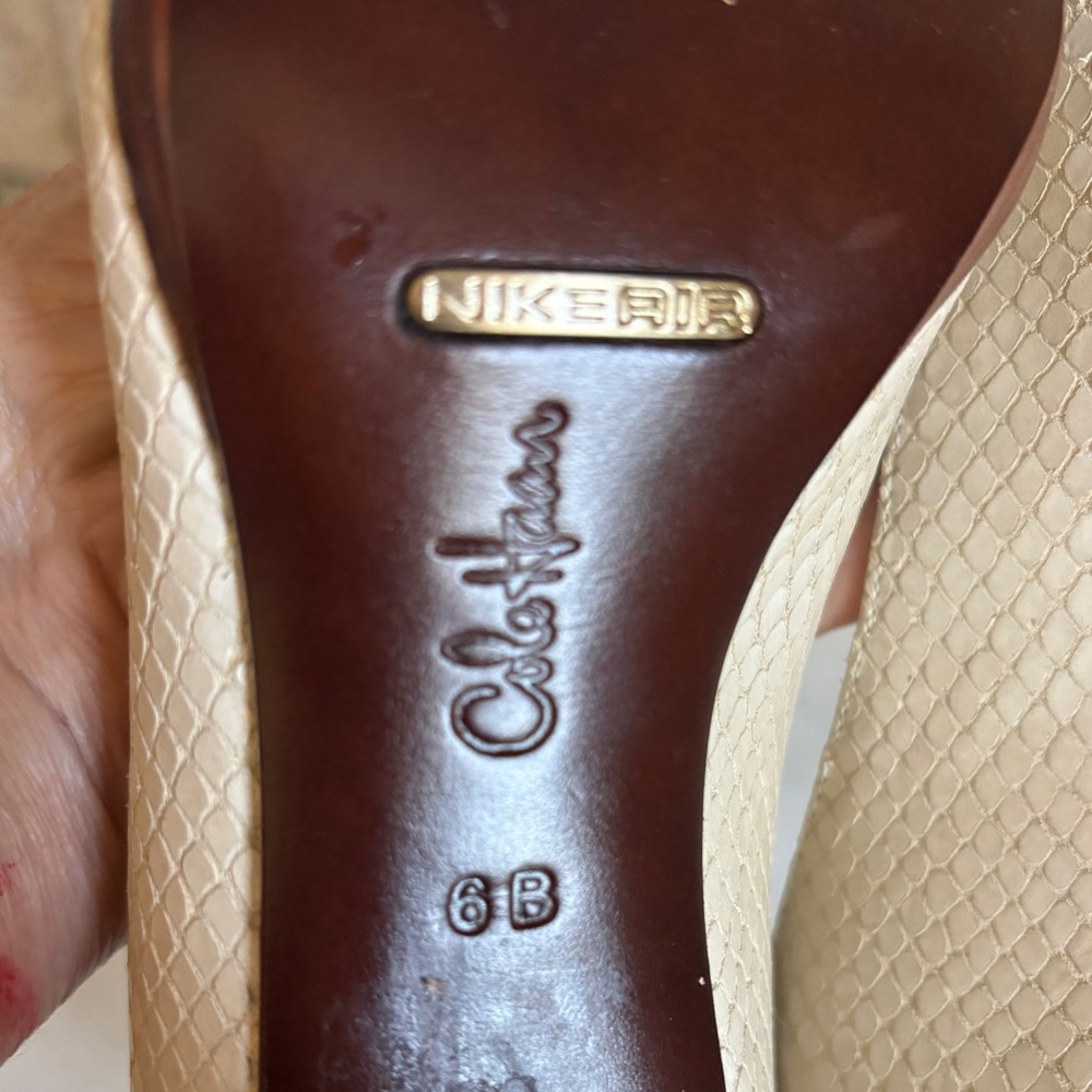 Cole Haan Snakeskin Open Toe Nike Air Cream Kitten Heels 6 - Picture 15 of 15